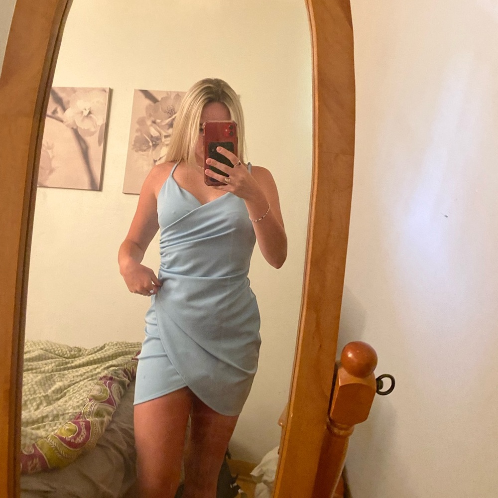 light blue mini dress